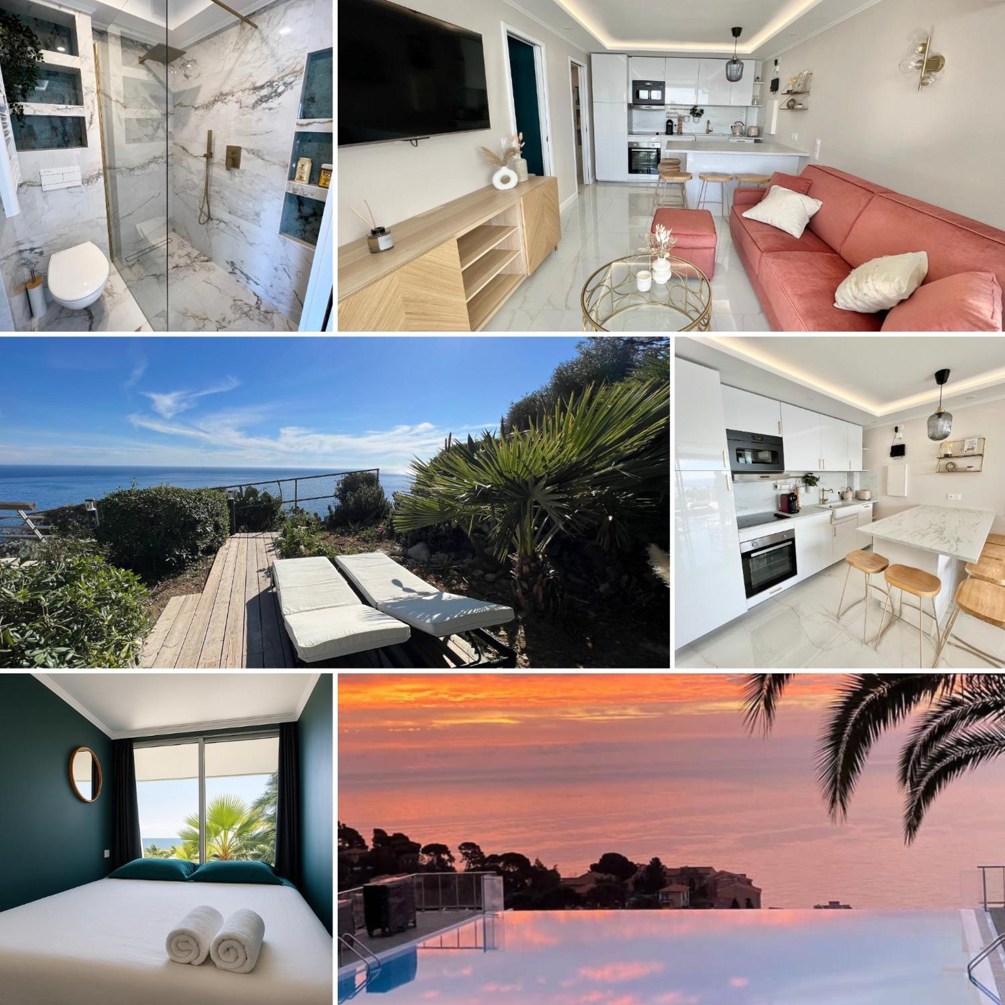 Luxueux Appartement - Vue Mer - Piscine - Free Parking - Monaco Cap-d'Ail Buitenkant foto